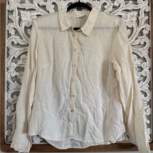 J.JILL Cream Linen Button-Up Shirt